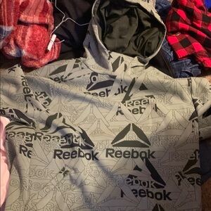 Reebok Black and Gray Patterned Hoodie